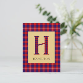 Cartão Postal Monograma H em Tartan de Hamilton