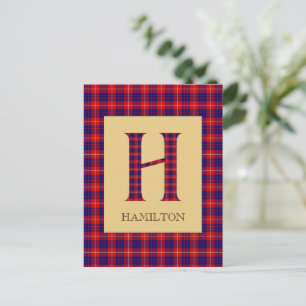 Cartão Postal Monograma H em Tartan de Hamilton 