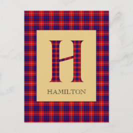 Cartão Postal Monograma H em Tartan de Hamilton 