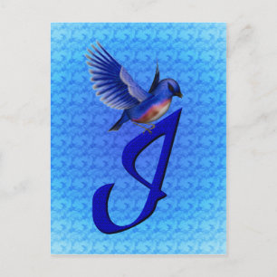 Cartão Postal Monograma inicial I elegante de Bluebird