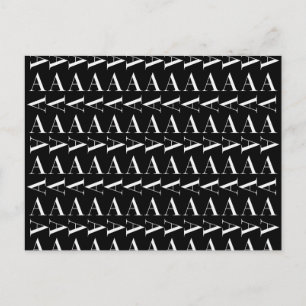 Cartão Postal Monograma - Letra Inicial A, Escolher Cor de Fundo