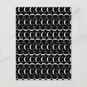 Cartão Postal Monograma - Letra Inicial C, Escolher Cor de Fundo