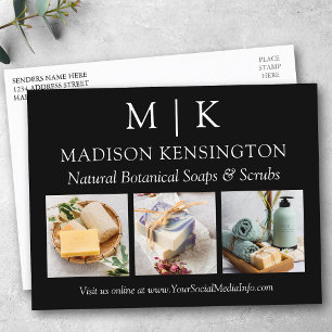 Cartão Postal Monograma ou adição de logotipo Business 3 Fotogra