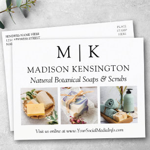 Cartão Postal Monograma ou adição de logotipo Business 3 Fotos