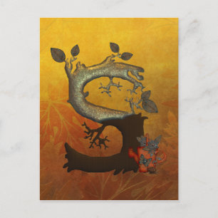 Cartão Postal Monograma S da árvore de outono