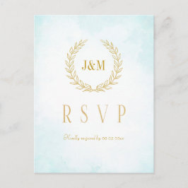 Cartão Postal Monograma Turquoise Weding Meal Choice RSVP