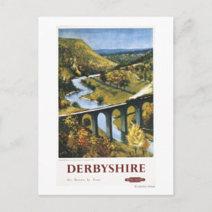 Cartão Postal Monsal Dale, Trem e Viaduto British Rail