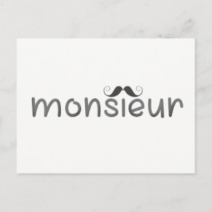 Cartão Postal MONSIEUR - Tipografia divertida com Cartão-postal 
