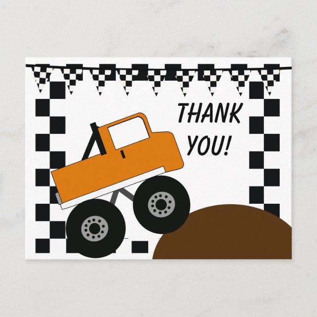 Cartão Postal Monster Truck Thank You Postcard (Frente)