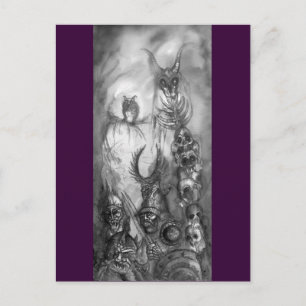 Cartão Postal MONSTERS HALLOWEEN / GUERRA ORC preto branco