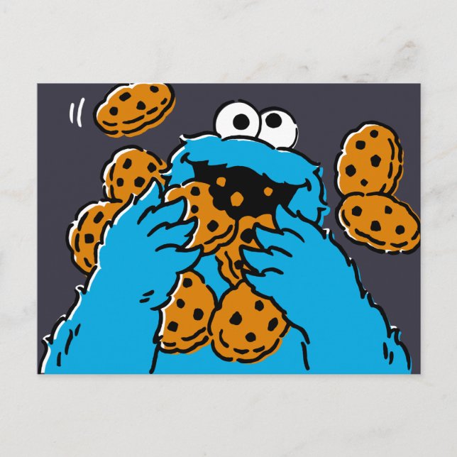 Cartão Postal Monstro Come Cookie Comendo Todos os Cookies (Frente)