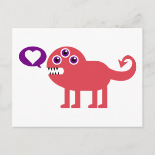 Cartão Postal Monstro de Amor Fofo
