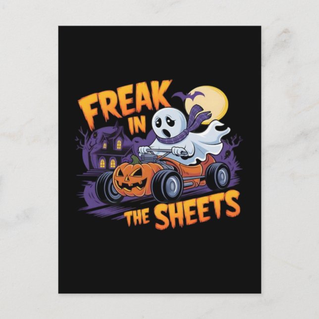 CARTÃO POSTAL MONSTRO DE HALLOWEEN NA LENÇOL (Frente)