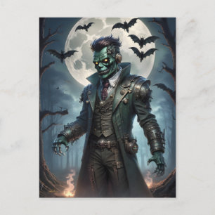 Cartão Postal Monstro de Halloween Steampunk Frankenstein
