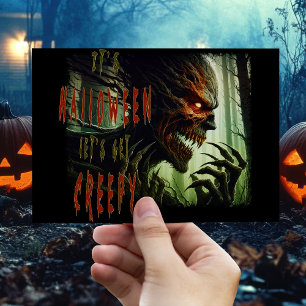Cartão Postal Monstro de madeira assustador de terror, demônio o