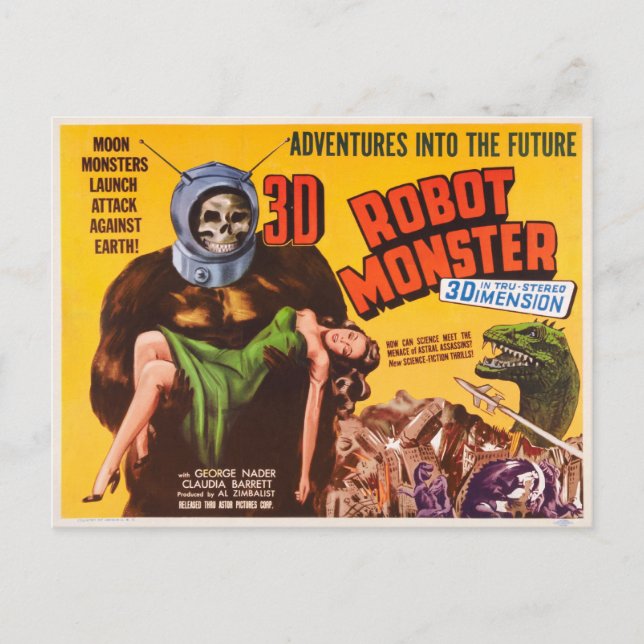CARTÃO POSTAL MONSTRO DE ROBÔ 3D (Frente)