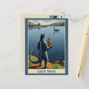 Cartão Postal Monstro do Lago Ness WPA Divertido