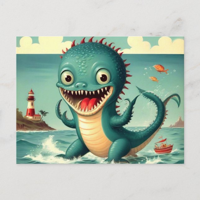 Cartão Postal Monstro do Mar Engraçado Bonito (Frente)