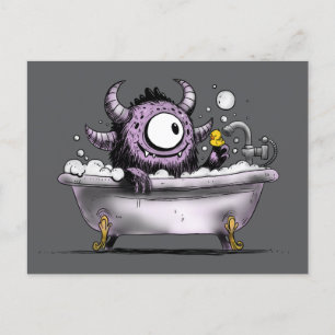 Cartão Postal Monstro em Bubble Bath