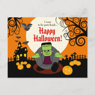 Cartão Postal Monstro fofo do Halloween Frankenstein, personaliz