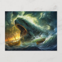 Monstro Marinho Emergindo das Ondas Pintura Fantas