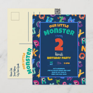 Cartão Postal Monstros do Alfabeto Aniversário Pequeno Monstro A