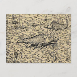 Cartão Postal Monstros do Mar Narwhal e Medieval