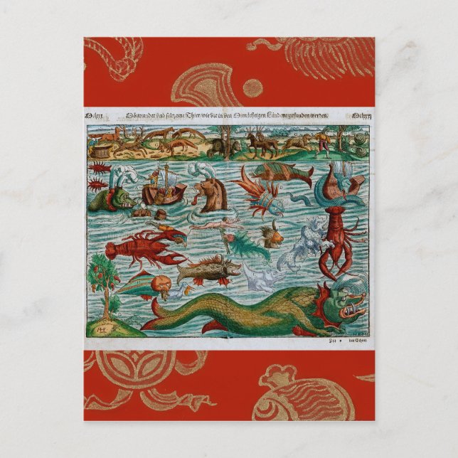 Cartão Postal Monstros do Mar Vintage (Frente)