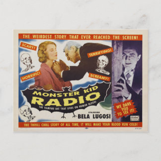 Cartão Postal Monstros Vampiros do Cartaz Rádio Monster Kid