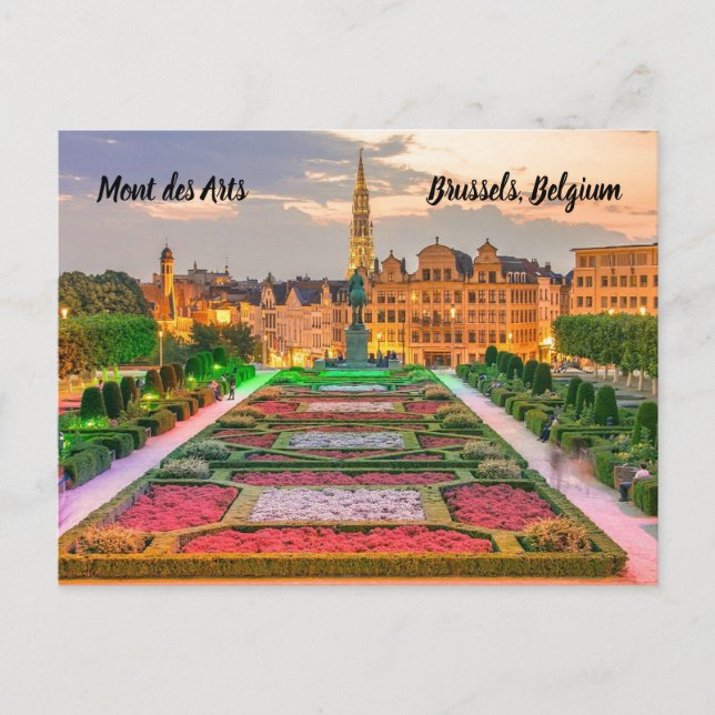 Cartão Postal Mont des Arts Bruxelas Bélgica estilizado (Frente)