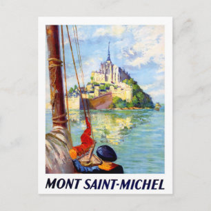 Cartão Postal Mont Santo-Michel, veja do barco. Vintage