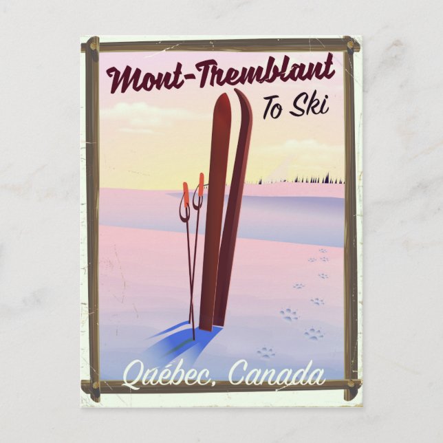 Cartão Postal Mont-Tremblant Québec poster de Esqui. (Frente)