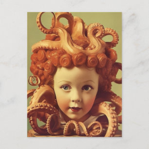 Cartão Postal Montagem da Cabeça da Boneca Octopus Retro