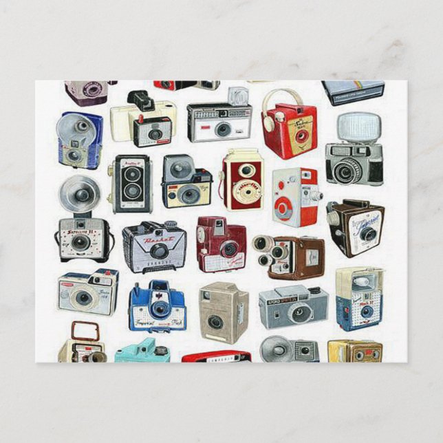 Cartão Postal Montagem da câmera Vintage (Frente)