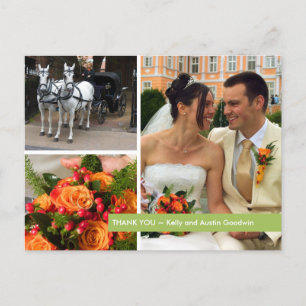 Cartão Postal Montagem de fotos moderna da banda verde, obrigado