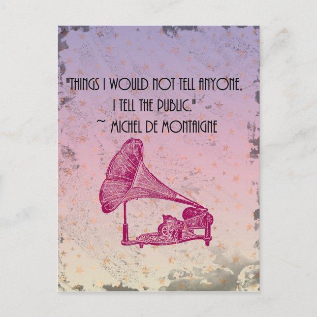 Cartão Postal Montaigne Confesses (Frente)