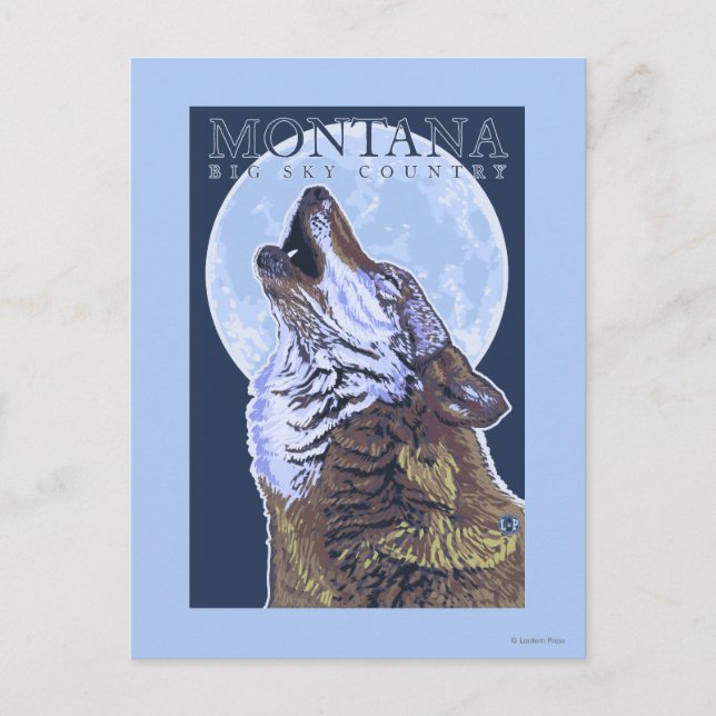 Cartão Postal Montana - Big Sky CountryHowling Wolf (Frente)