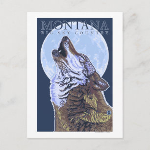 Cartão Postal Montana - Big Sky CountryHowling Wolf