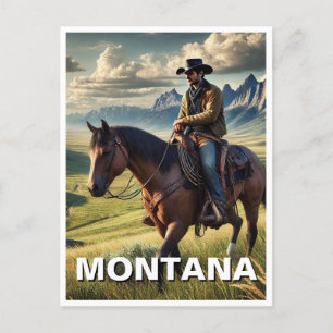 Cartão Postal Montana Cowboy a cavalo