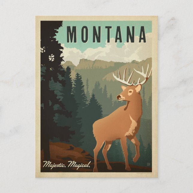 Cartão Postal Montana Deer | Majestoso, mágico (Frente)
