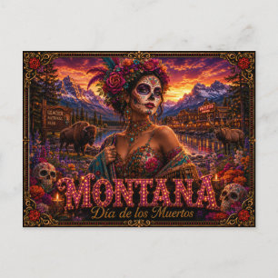 Cartão Postal Montana Día de los Muertos Retro