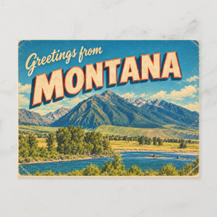 Cartão Postal Montana Retro Montanhas Rio Viagem Lembrança