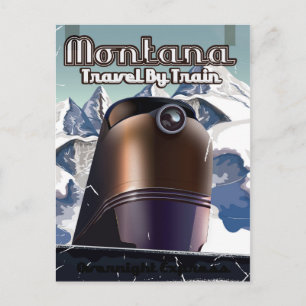 Cartão Postal Montana treina poster de viagens vintage.