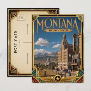 Cartão Postal Montana Vintage Art Deco Era de Ouro
