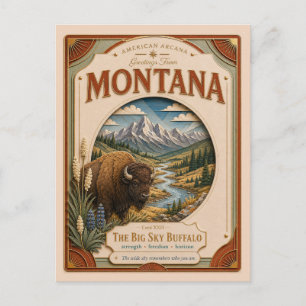 Cartão Postal Montana Vintage Paper Cut American Arcana