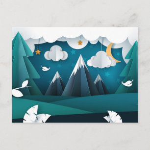 Cartão Postal Montanha de artesanato em papel Céu Noturno
