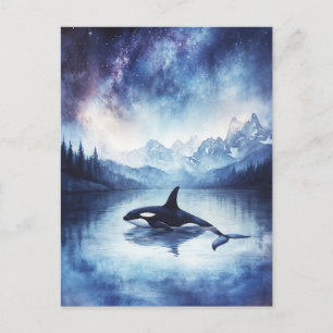 Cartão Postal Montanha do Lago da Baleia Orca Estrelada