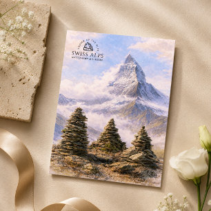 Cartão Postal Montanha Matterhorn, Alpes Suíços   Aquarela