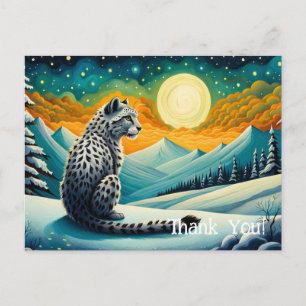 Cartão Postal Montanha Snowy Night Leopardo da Neve