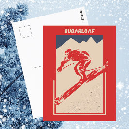 Cartão Postal Montanha Sugarloaf no Maine - Ski Vintage